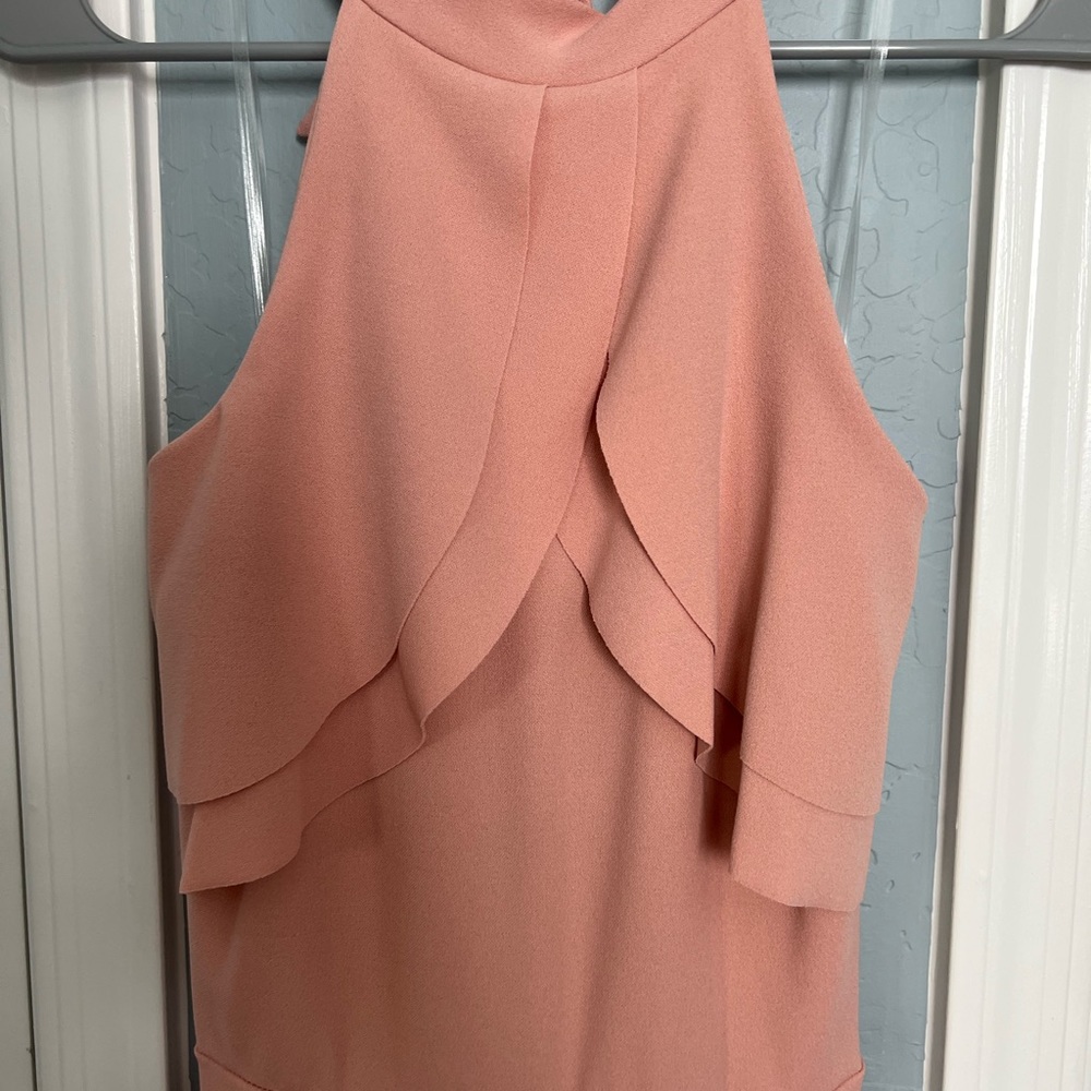 bebe halter jumpsuit. Blush Size 4